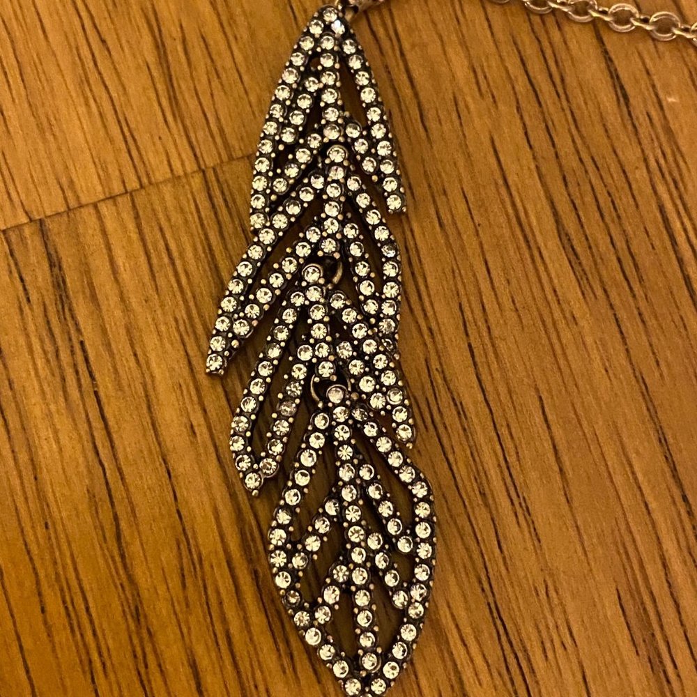 JCREW PAVE CRYSTAL FEATHER NECKLACE NEW NWT